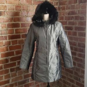 Coldwater Creek silver hooded parka size M